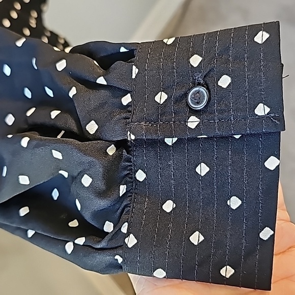 Women's black blouse with white pattern. Classic black 12-14 by Time And True. - Picture 4 of 7